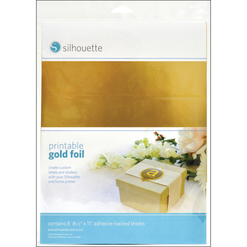 Silhouette Printable Adhesive Foil 8.5"X11" 8/Pkg-Gold MEDIAG - 814792012260