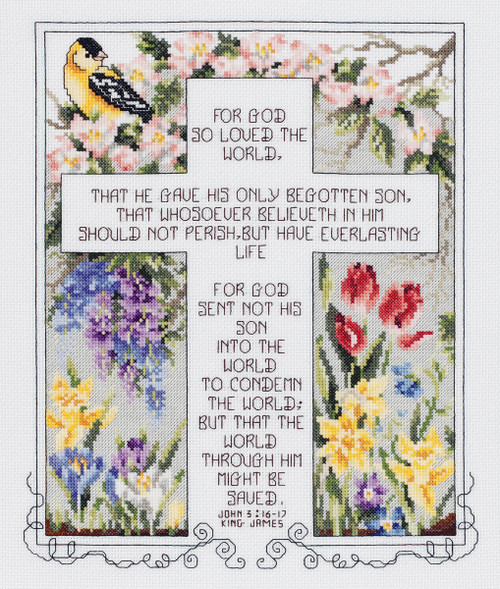 Janlynn Counted Cross Stitch Kit 10.25"X12.25"-John 3:16-17 (14 Count) - 80-0476 - 049489804761 Janlynn Counted Cross Stitch Kit 10.25"X12.25"-John 3:16-17 (14 Count) - 80-0476 - 049489804761