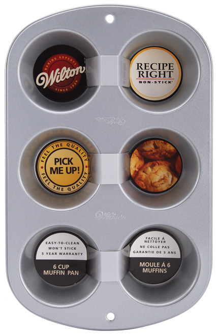 Wilton Recipe Right Standard Muffin Pan-6 Cavity 13.5"X8.5" W953 - 070896590534