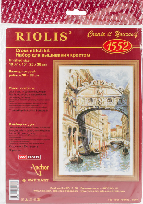 RIOLIS Counted Cross Stitch Kit 10.25"X15"-Venice Bridge Of Sighs (14 Count) R1552 - 46300150620674630015062067
