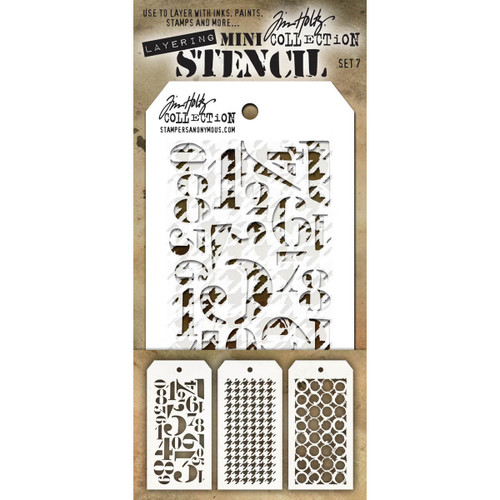 Tim Holtz Mini Layered Stencil Set 3/Pkg-Set #7 MTS-7