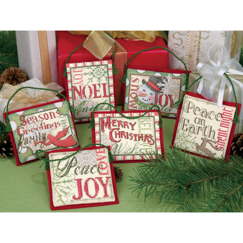 Dimensions Counted Cross Stitch Ornament Kit Set of 6-Christmas Sayings Ornaments (14 Count) - 8827 - 088677088279