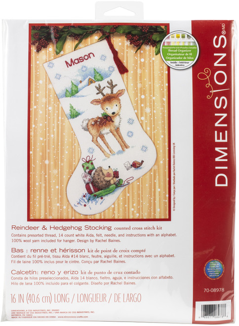 Dimensions Counted Cross Stitch Kit 16 Long-Santa & Snowman Stocking (14  Count)