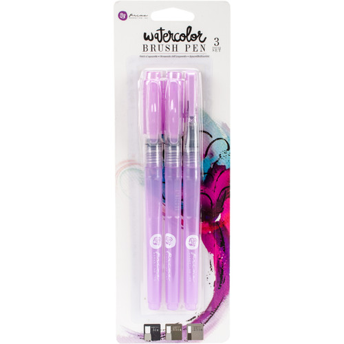 Prima Marketing Watercolor Brush Pens 3/Pkg-.5", .35", .25" - 585891 - 655350585891
