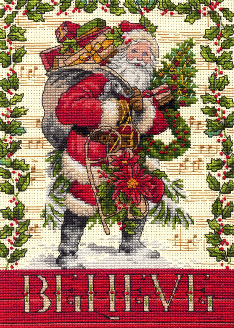 Dimensions Gold Petite Counted Cross Stitch Kit 5"X7"-Believe In Santa (18 Count) -70-08980