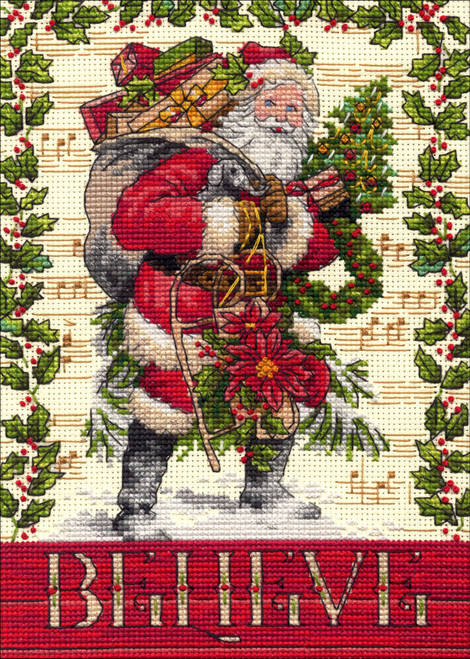 Dimensions Gold Petite Counted Cross Stitch Kit 5"X7"-Believe In Santa (18 Count) - 70-08980 Dimensions Gold Petite Counted Cross Stitch Kit 5"X7"-Believe In Santa (18 Count) - 70-08980