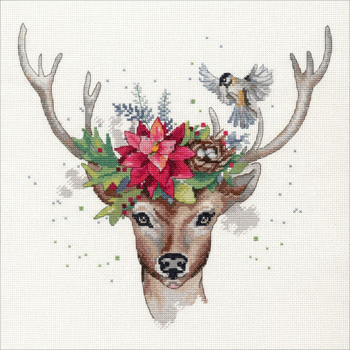 Dimensions Counted Cross Stitch Kit 12"X12"-Woodland Deer (14 Count) 70-08981