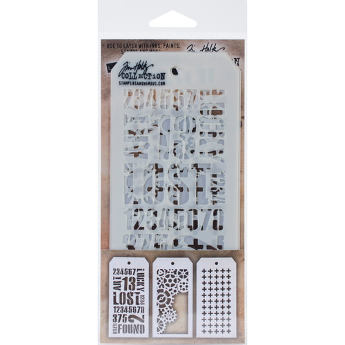 Tim Holtz Mini Layered Stencil Set 3/Pkg-Set #1 MTS-1 - 653341059215