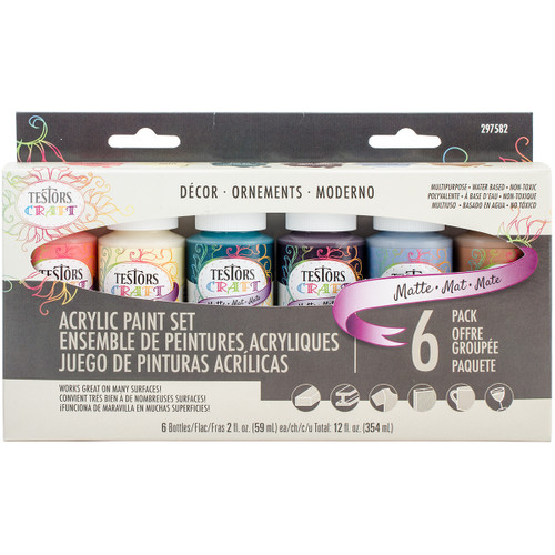 Testors Craft Acrylic Paint Set 6/Pkg-Decor Matte - 297582 - 020066313678