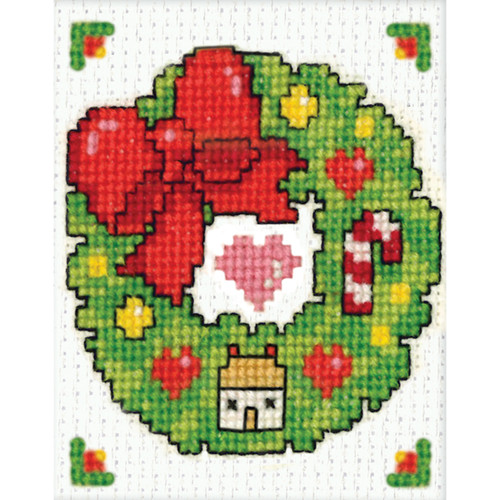 Design Works Counted Cross Stitch Kit 2"X3"-Wreath (18 Count) - DW593
