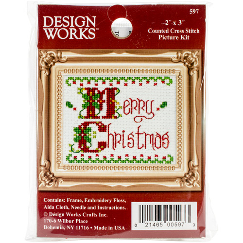 Design Works Counted Cross Stitch Kit 2"X3"-Merry Christmas (18 Count) DW597 - 021465005973