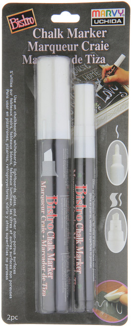 Uchida Bistro Chalk Marker Set 2/Pkg-White - Fine & Chisel Tip - 4832-2A - 028617482866 Uchida Bistro Chalk Marker Set 2/Pkg-White - Fine & Chisel Tip - 4832-2A - 028617482866