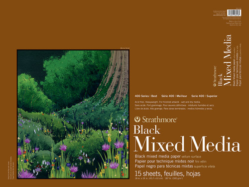 Strathmore 400 Series Mixed Media Pad - Black 18"X24"-15 Sheets - 62462518 - 012017462184