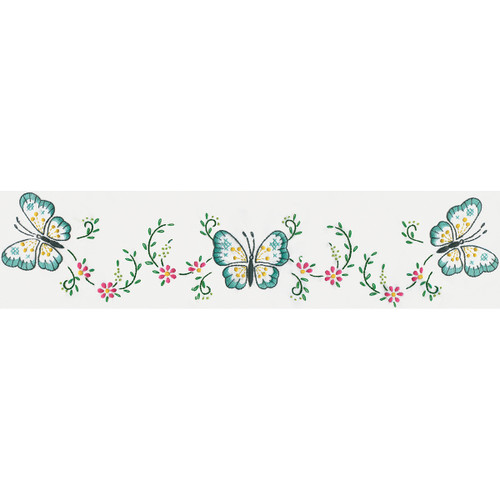 Tobin Stamped For Embroidery Pillowcase Pair 20"X30"-Aqua Butterfly T232109