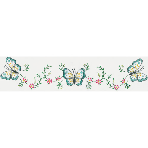 Tobin Stamped For Embroidery Pillowcase Pair 20"X30"-Aqua Butterfly - T232109