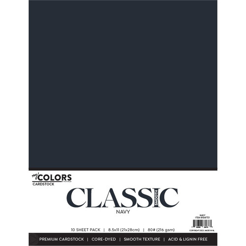 25 Pack - My Colors Classic 80lb Cover Weight Cardstock 8.5"X11"-Navy - E47721 - 699464197007