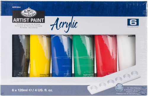 Royal & Langnickel(R) Acrylic Paints 120ml 6/Pkg-Assorted Colors - ACR120-6 - 090672071385