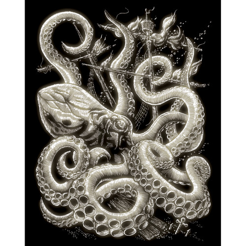 Royal & Langnickel(R) Glow In The Dark Foil Engraving 8"X10"-Octopus - GLOW-13