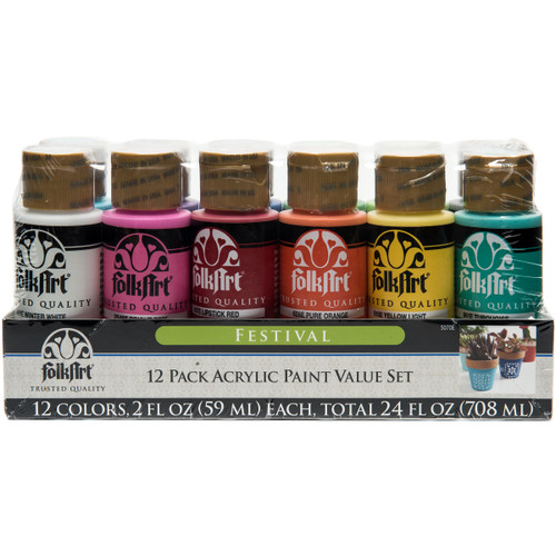FolkArt Matte Finish Acrylic Paint Colors 12/Pkg-Festival - FA5070E - 028995050701 FolkArt Matte Finish Acrylic Paint Colors 12/Pkg-Festival - FA5070E - 028995050701