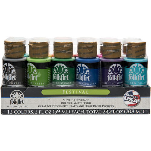 FolkArt Matte Finish Acrylic Paint Colors 12/Pkg-Festival - FA5070E FolkArt Matte Finish Acrylic Paint Colors 12/Pkg-Festival - FA5070E