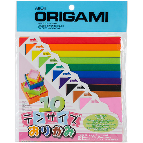 Aitoh Origami Paper 100/Pkg-Assorted Colors & Sizes - TS200 - 762867013615