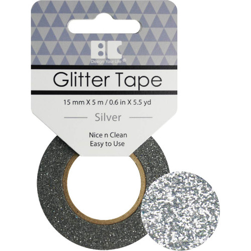 Best Creation Glitter Tape 15mmX5m-Silver GTS-001 - 813406011590