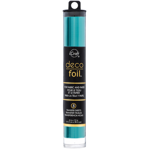 iCraft Deco Foil Transfer Sheets 6"X12" 5/Pkg-Turquoise (satin) DF6X12-52075 - 000943520757