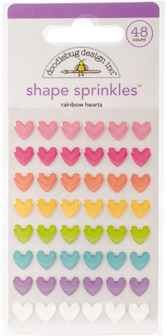Doodlebug Sprinkles Adhesive Glossy Enamel Shapes-Rainbow Hearts, 48/Pkg - FAIR5550 - 842715055506