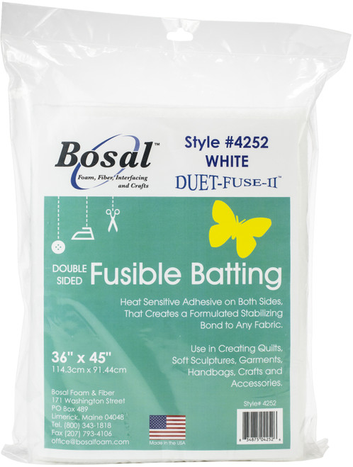 Bosal Duet-Fuse-II Double-Sided Fusible Batting-36"X45" -4252 - 834875042526