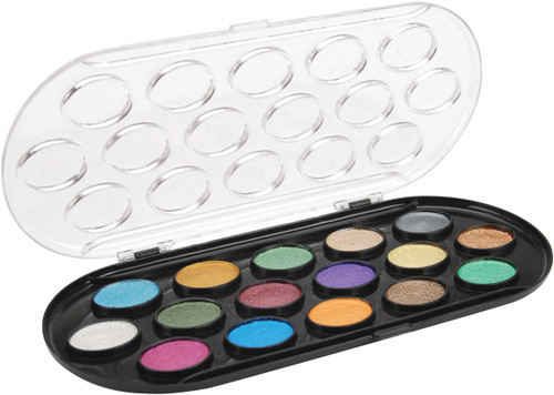 Yasutomo Pearlescent Watercolor Paint Cakes 16/Pkg-Assorted Colors - NPWC16