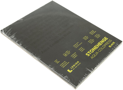 Stonehenge Aqua Block Coldpress Pad 8"X10" 15 Sheets/Pkg-Black 140lb - SQCBK810