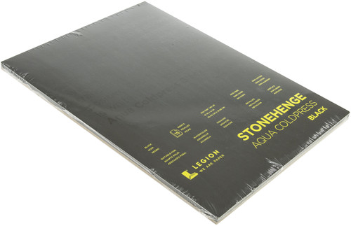 Stonehenge Aqua Block Coldpress Pad 10"X14" 15 Sheets/Pkg-Black 140lb - SQCBK101