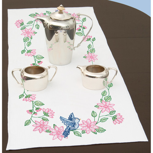 Jack Dempsey Stamped Table Runner/Scarf 15"X42"-Birds - 560 31 - 013155340310