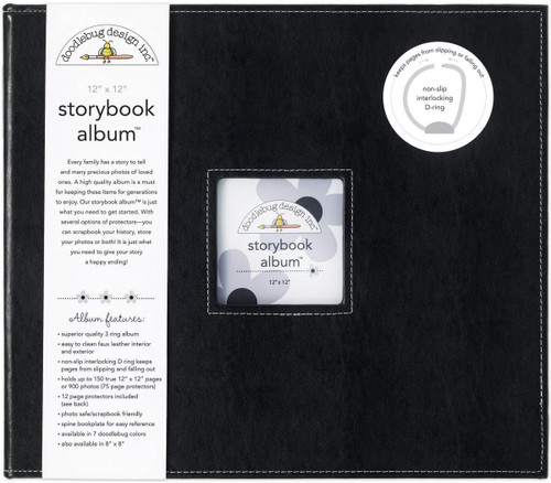 Doodlebug Storybook D-Ring Album 12"X12"-Beetle Black DBSBA12-2729 - 842715027299