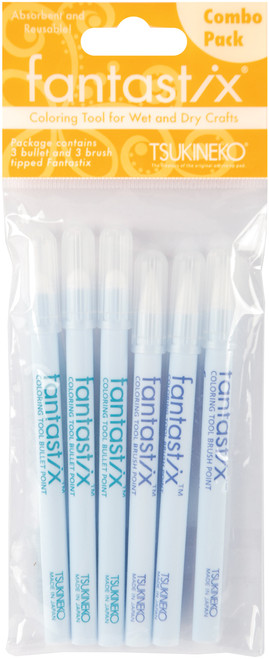 Fantastix Coloring Tool For Wet & Dry Media 6/Pkg-Combo - 3 Brush Points & 3 Bullet Points - FX006-300 - 712353301122