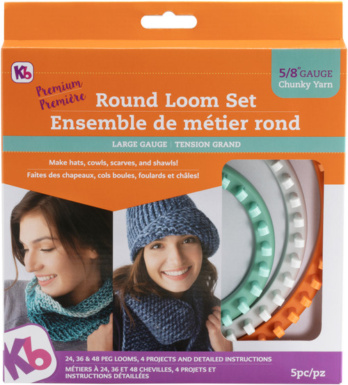 Authentic Knitting Board Chunky Round Loom 5/Pkg-Sizes 48, 36 & 24 Pegs - KB8150 - 890531001917