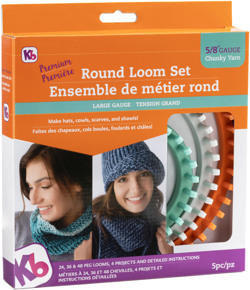 Authentic Knitting Board Chunky Round Loom 5/Pkg-Sizes 48, 36 & 24 Pegs - KB8150