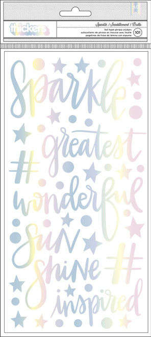 Shimelle Sparkle City Thickers Stickers 5.5"X11" 101/Pkg-Sparkle Phrases & Icons/Foam 351328 - 718813513289