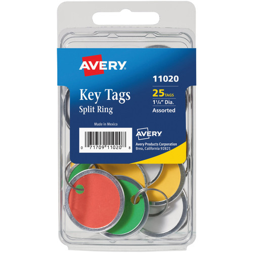 Avery Metal Rim & Ring Key Tags 25/Pkg-Assorted - 11020 - 071709110208