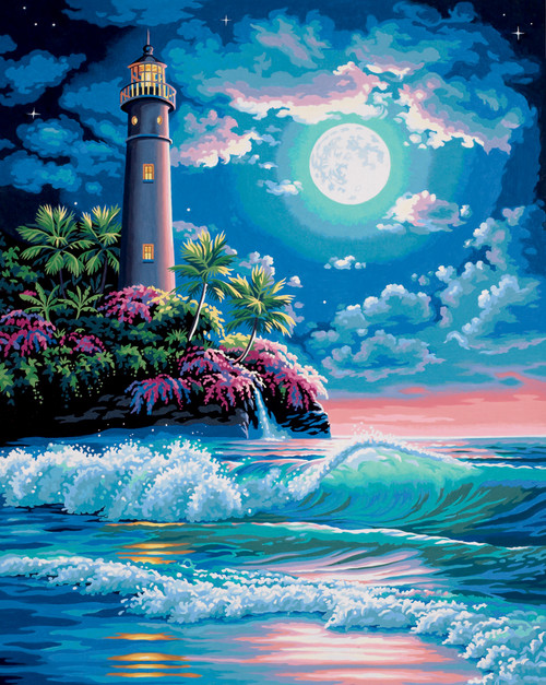 Paint Works Paint By Number Kit 16"X20"-Lighthouse In The Moonlight 91424