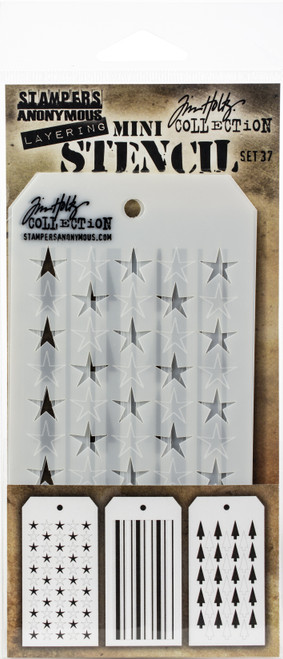 Tim Holtz Mini Layered Stencil Set 3/Pkg-Set #37 MTS-37 - 752830093164