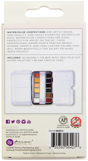 Prima Watercolor Confections Watercolor Pans 12/Pkg-Decadent Pies 584276