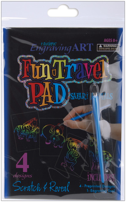 Royal & Langnickel(R) Rainbow Foil Engraving Fun Travel Pads-Safari Animals - RAINPAD-103 - 090672172501