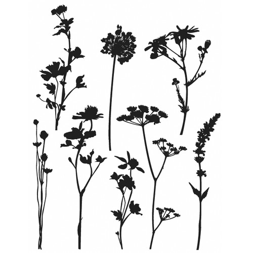 Tim Holtz Cling Stamps 7"X8.5"-Wildflowers - CMS-253