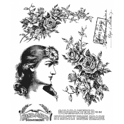 Tim Holtz Cling Stamps 7"X8.5"-Lady Rose CMS-255