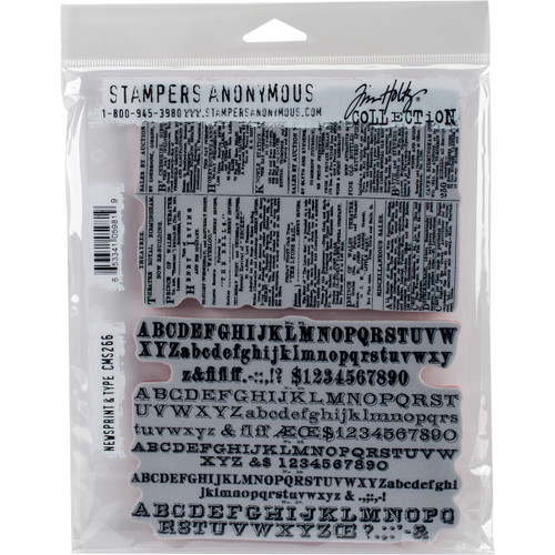 Tim Holtz Cling Stamps 7"X8.5"-Newsprint & Type - CMS-266 - 653341059819