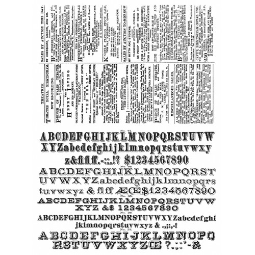 Tim Holtz Cling Stamps 7"X8.5"-Newsprint & Type CMS-266