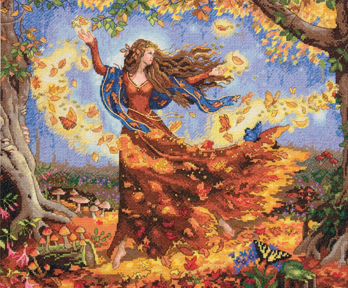 Dimensions Gold Collection Counted Cross Stitch Kit 14"X12"-Fall Fairy (14 Count) -70-35262 - 088677352622