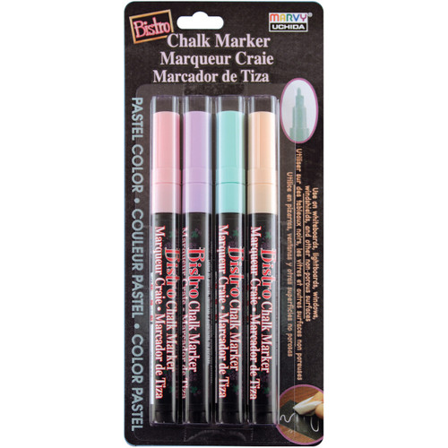 Uchida Bistro Chalk Marker Fine Point Set 4/Pkg-Pastel Yellow, Pink, Green & Blue - 482-4P - 028617482682 Uchida Bistro Chalk Marker Fine Point Set 4/Pkg-Pastel Yellow, Pink, Green & Blue - 482-4P - 028617482682