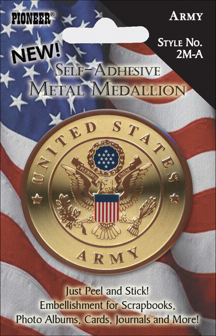 Pioneer Military Self-Adhesive Metal Medallion 2"-Army 2M-A - 023602621589